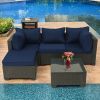Patio Furniture Set 5 Pieces Wicker Outdoor Conversation Set All-Weather Sectional Patio Sofa with Water Resistant Thick Cushions and Coffee Table for