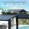 8√ó5FT Hardtop Grill Gazebo, Outdoor BBQ Gazebo w/Galvanized Steel Double Roof
