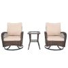 3 Pieces Patio Furniture Set, Outdoor Swivel Gliders Rocker, Wicker Patio Bistro Set with Rattan Rocking Chair